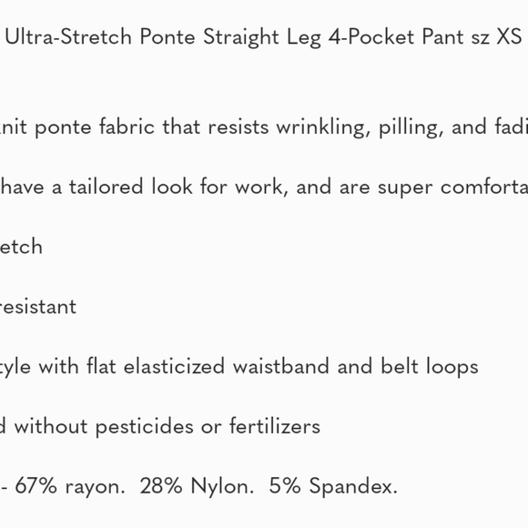 Quince's Womens Ultra-Stretch Ponte Straight Leg 4-Pocket Trouser Pants🆕️✨️ - Picture 9 of 9